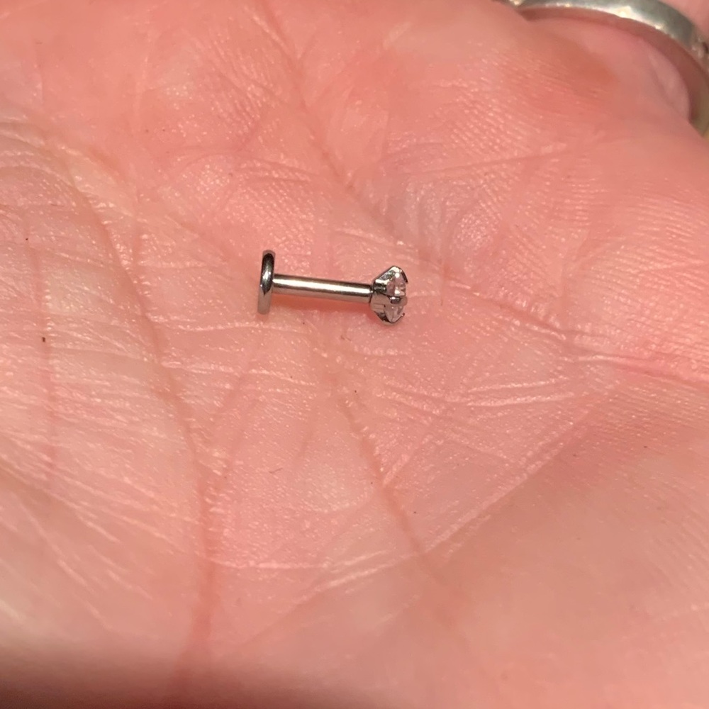 #87 White Sapphire Flat Back Stud Earring - image 2